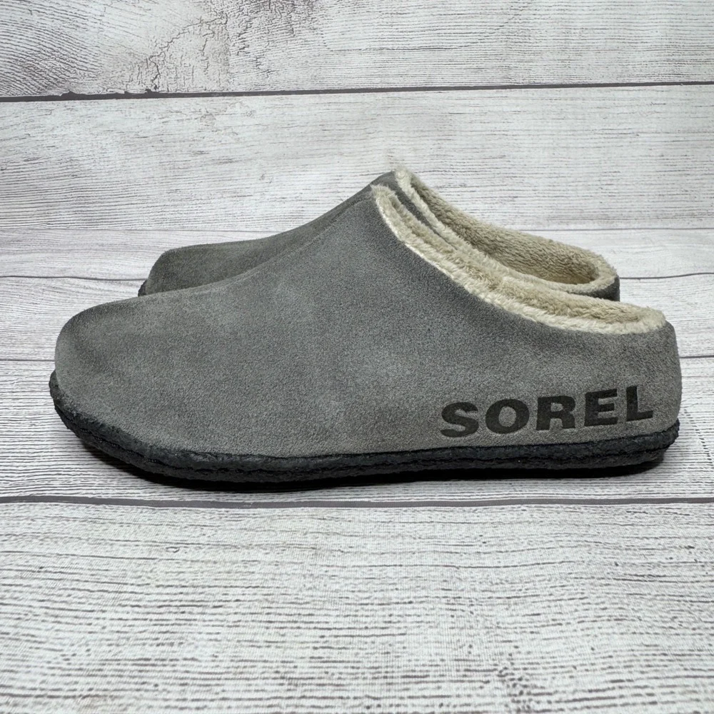 Sorel Suede Clog Slippers Faux Fur Lined Warm Cozy Comfy Kids Size 1‎